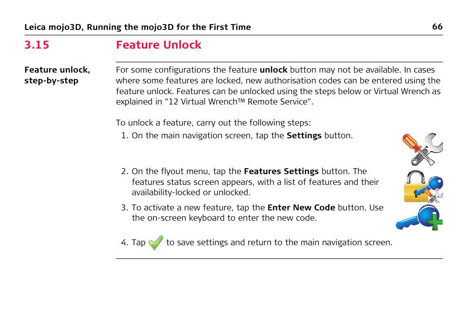 15 feature unlock | Leica Geosystems Leica mojo3D - User Manual User Manual | Page 66 / 378