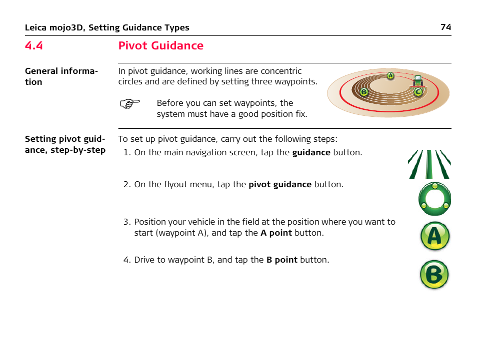 4 pivot guidance, Pivot guidance | Leica Geosystems Leica mojo3D - User Manual User Manual | Page 74 / 378