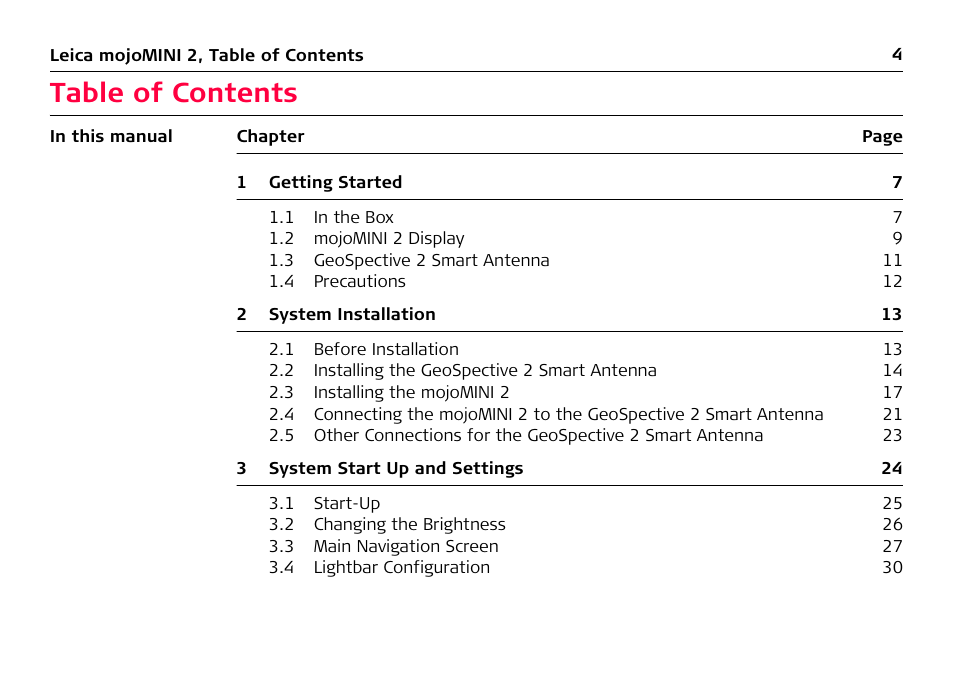 Leica Geosystems Leica mojoMINI 2 - User Manual User Manual | Page 4 / 94