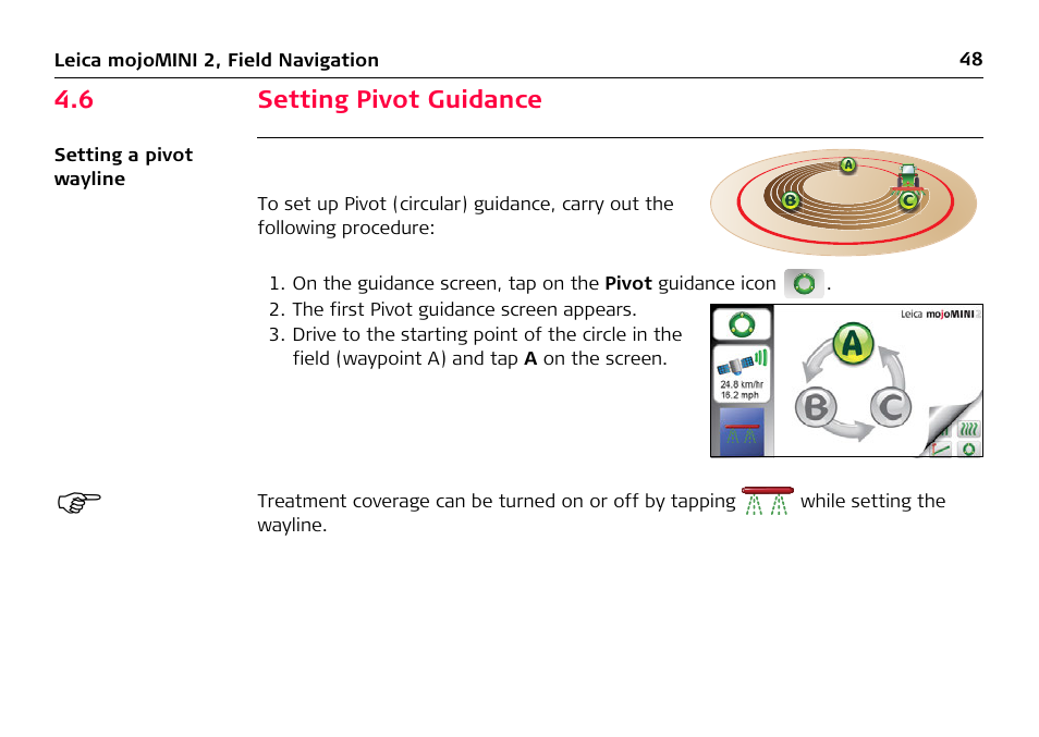 6 setting pivot guidance, Setting pivot guidance | Leica Geosystems Leica mojoMINI 2 - User Manual User Manual | Page 48 / 94