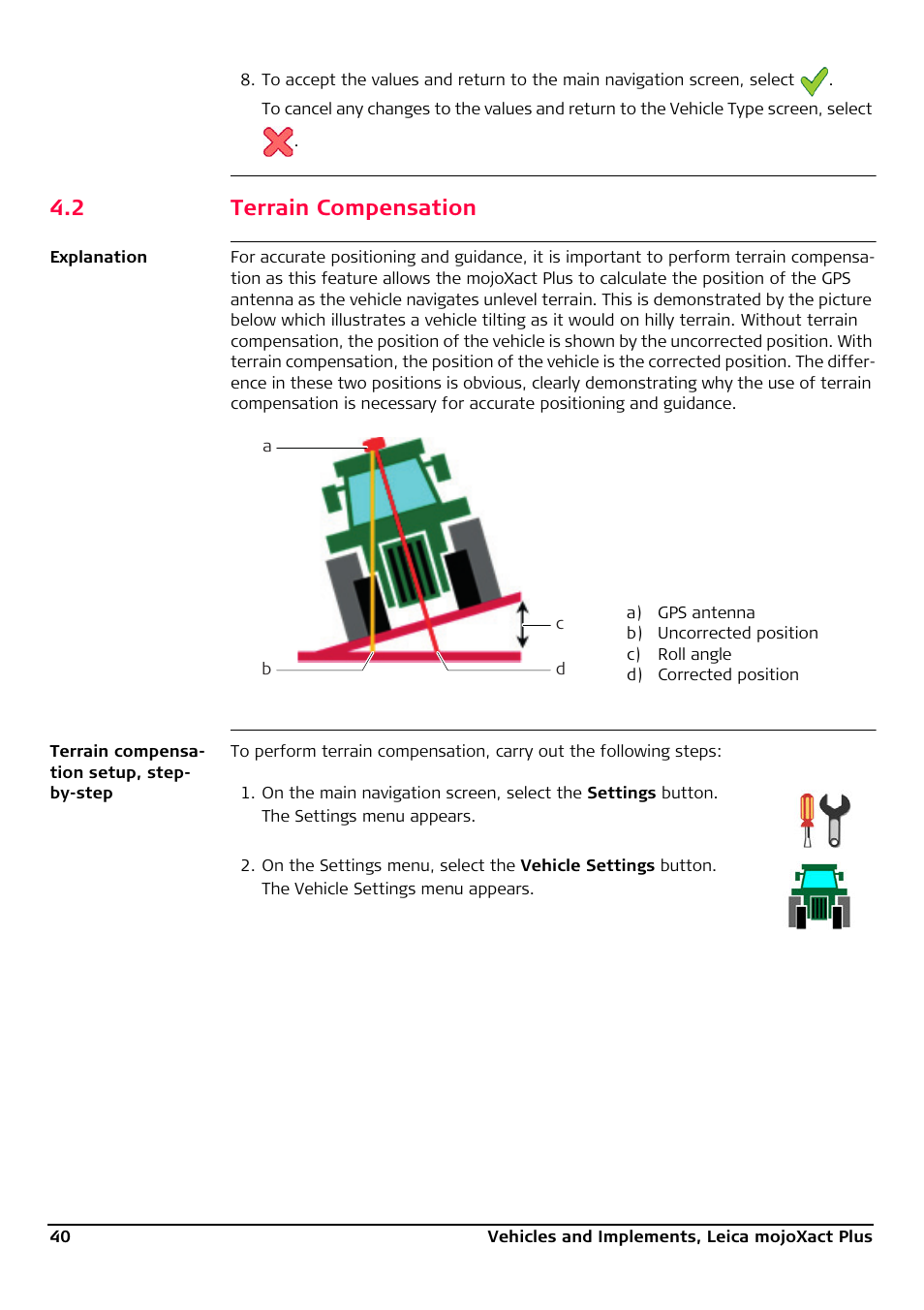 2 terrain compensation, Terrain compensation | Leica Geosystems Leica mojoXact Plus User Manual | Page 40 / 164