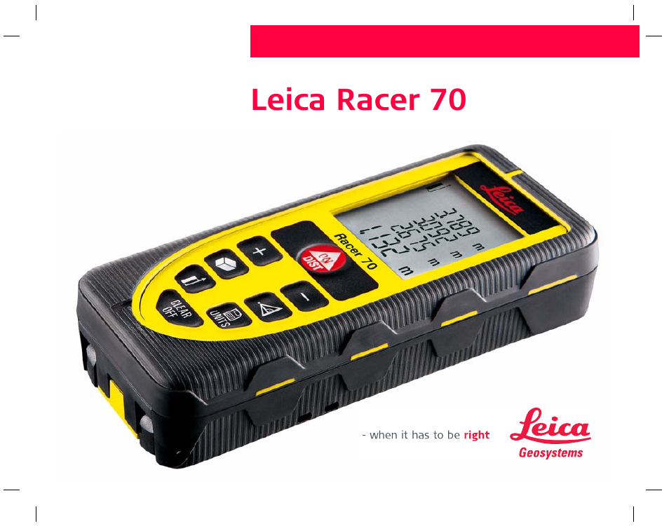 Leica Geosystems Leica Racer 70 User Manual | 16 pages