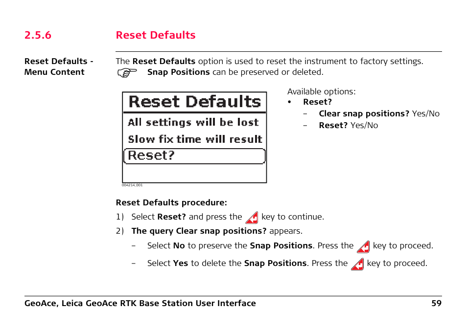 6 reset defaults | Leica Geosystems Leica GeoAce User Manual | Page 59 / 114