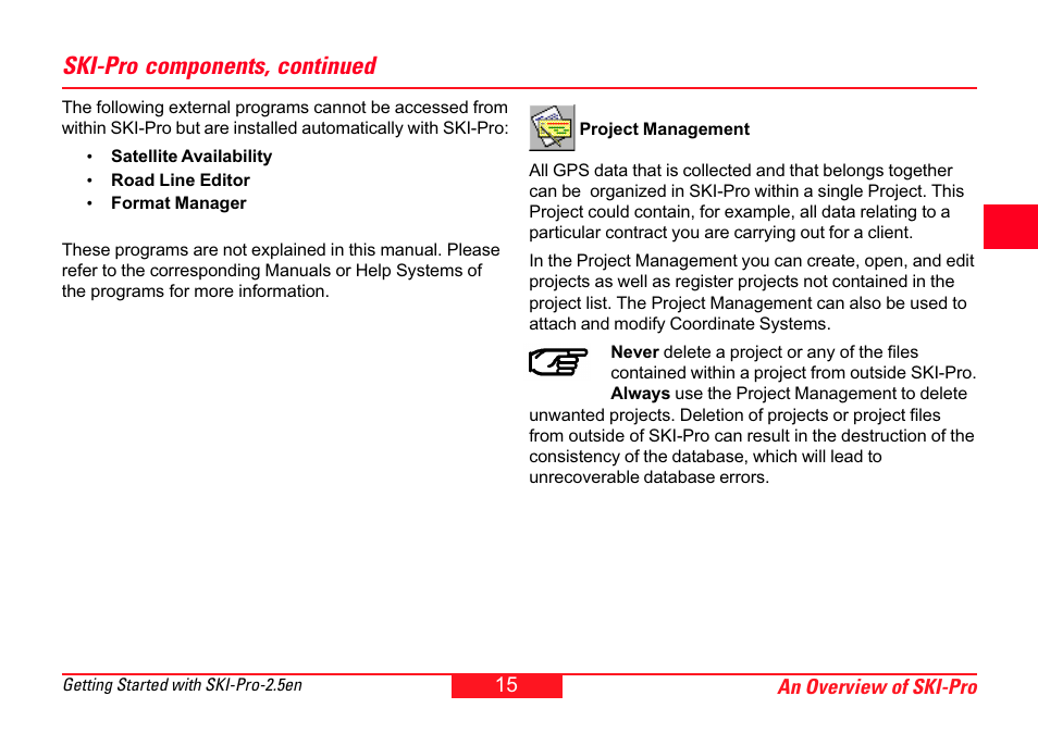 Ski-pro components, continued | Leica Geosystems SKI-Pro User Manual | Page 15 / 76