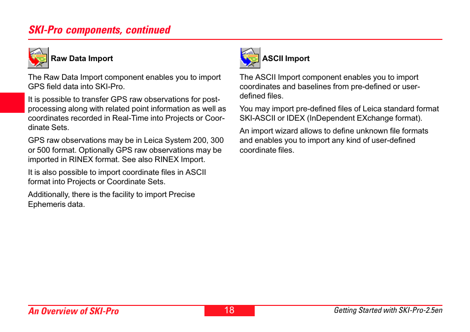 Ski-pro components, continued | Leica Geosystems SKI-Pro User Manual | Page 18 / 76