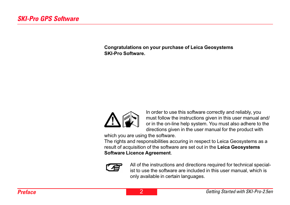 Ski-pro gps software | Leica Geosystems SKI-Pro User Manual | Page 2 / 76