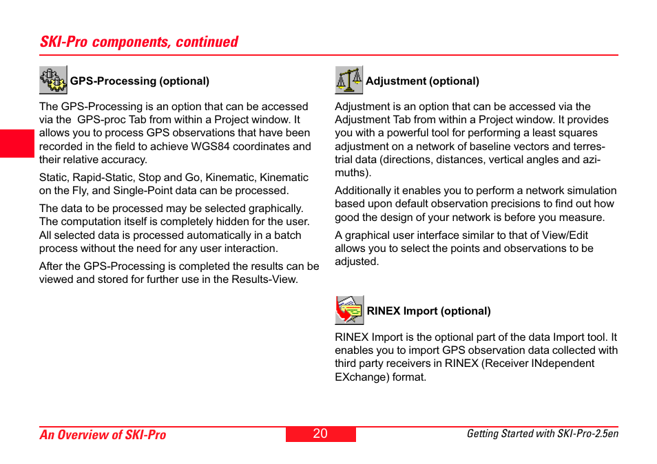 Ski-pro components, continued | Leica Geosystems SKI-Pro User Manual | Page 20 / 76