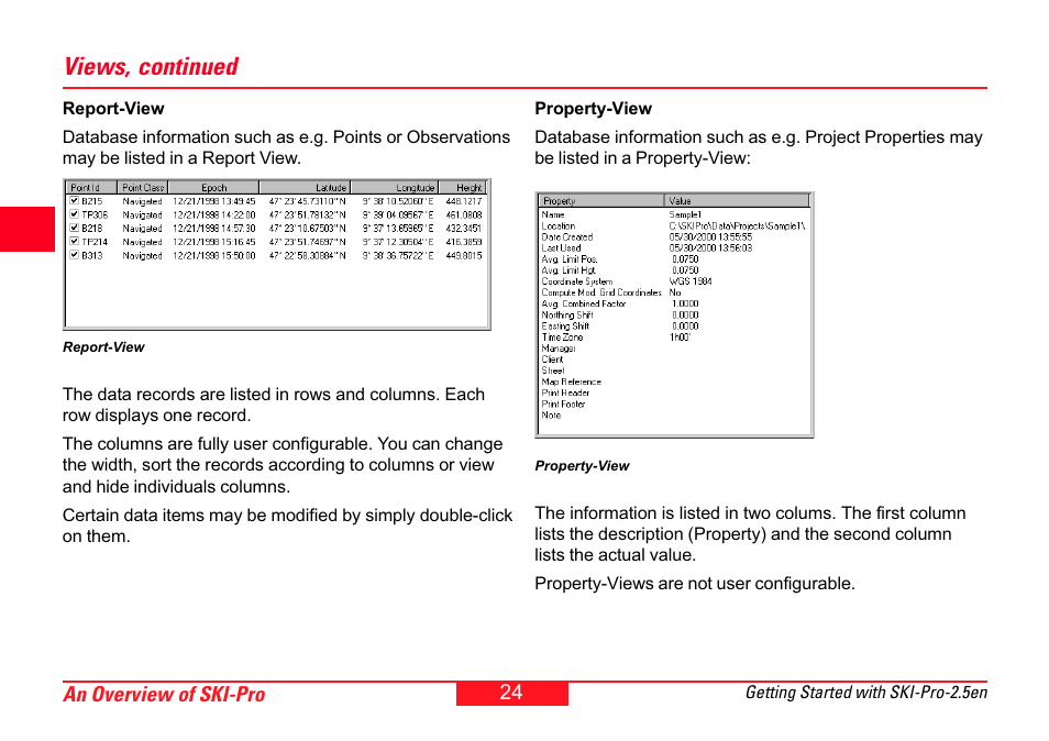 Views, continued | Leica Geosystems SKI-Pro User Manual | Page 24 / 76