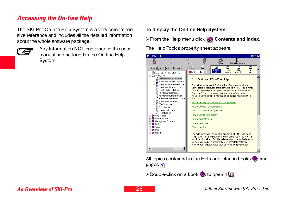 Accessing the on-line help | Leica Geosystems SKI-Pro User Manual | Page 26 / 76