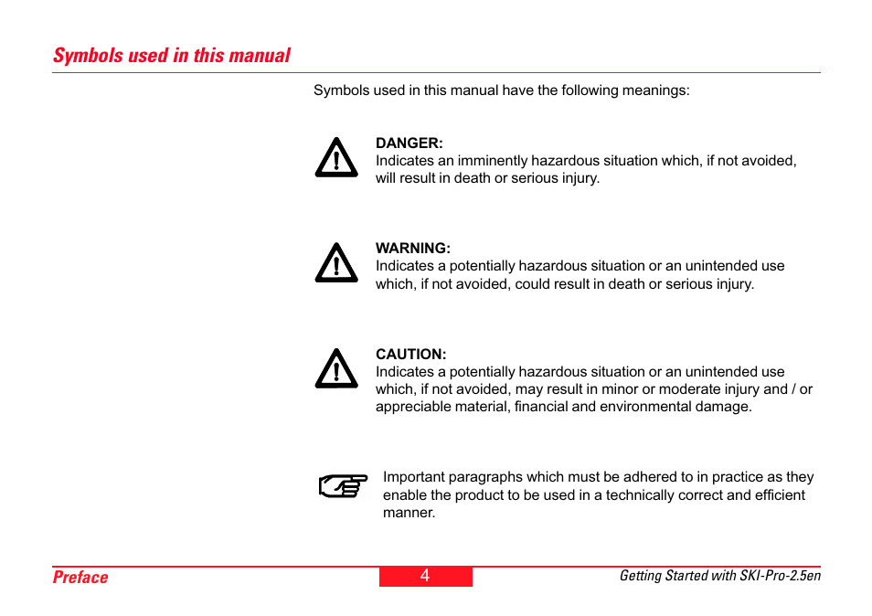 Symbols used in this manual | Leica Geosystems SKI-Pro User Manual | Page 4 / 76