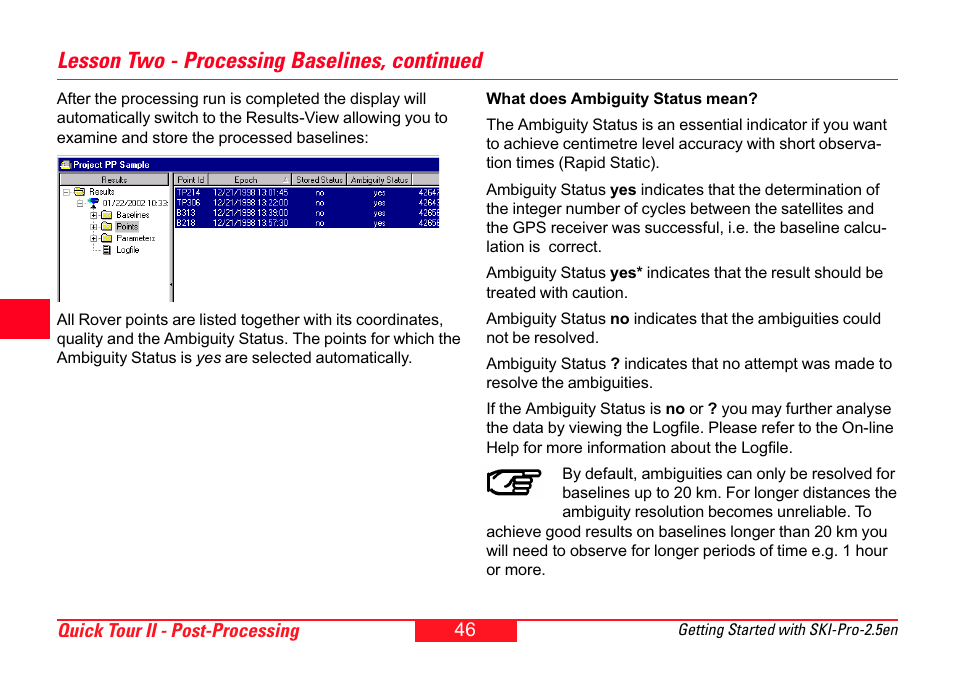 Lesson two - processing baselines, continued | Leica Geosystems SKI-Pro User Manual | Page 46 / 76