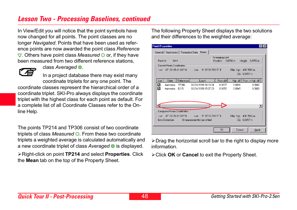 Lesson two - processing baselines, continued | Leica Geosystems SKI-Pro User Manual | Page 48 / 76