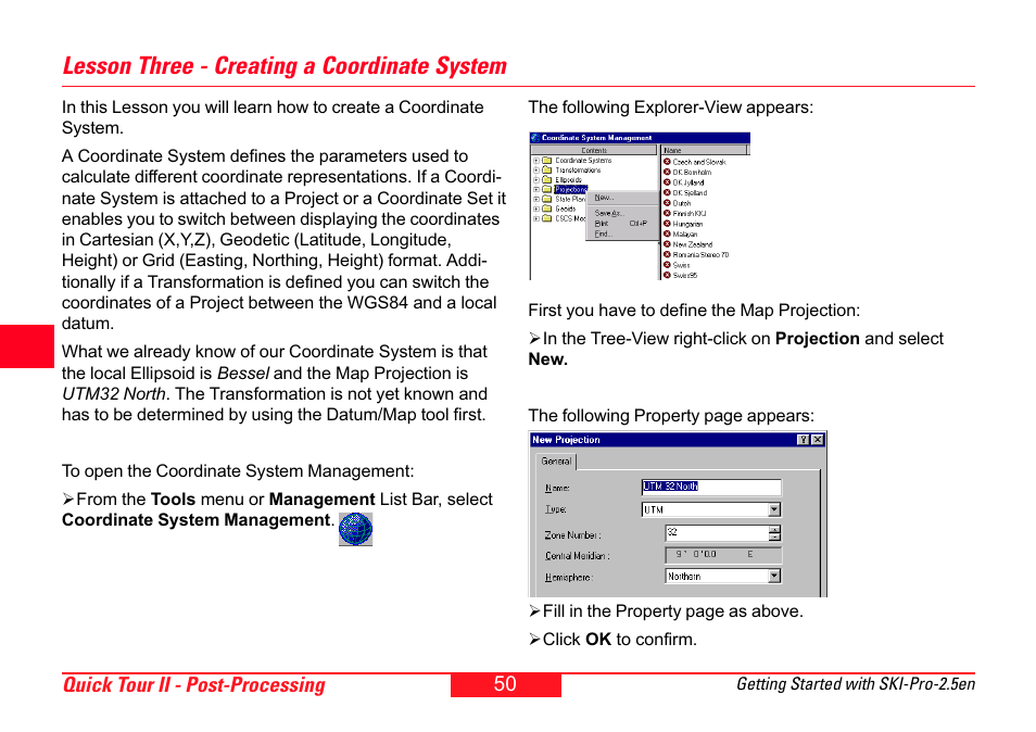 Lesson three - creating a coordinate system | Leica Geosystems SKI-Pro User Manual | Page 50 / 76