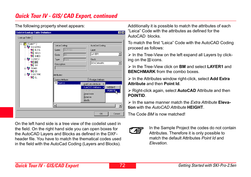 Quick tour iv - gis/ cad export, continued | Leica Geosystems SKI-Pro User Manual | Page 72 / 76