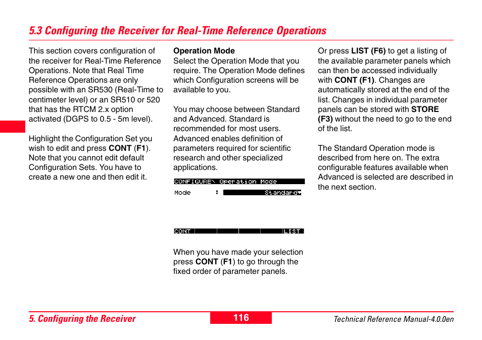 3 configuring the receiver for real-time reference, Operations | Leica Geosystems GPS System 500 - Technical Reference Manual User Manual | Page 116 / 391