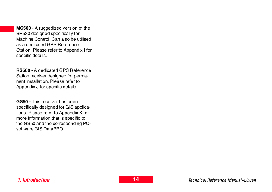 Leica Geosystems GPS System 500 - Technical Reference Manual User Manual | Page 14 / 391