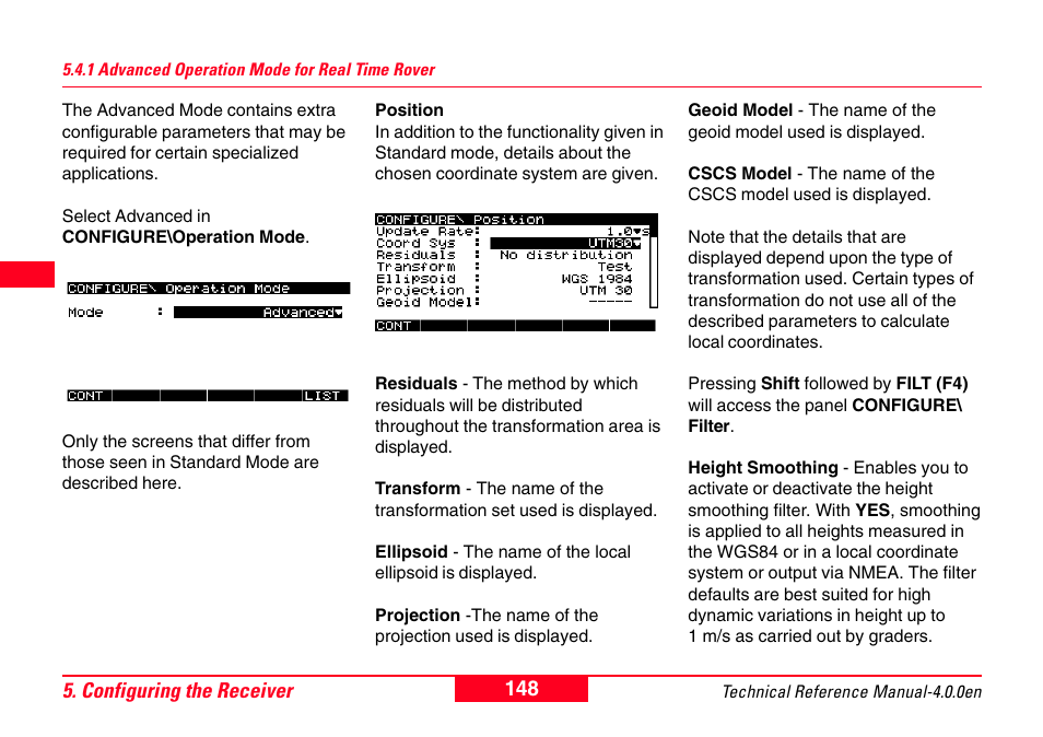 1 advanced operation mode for real time rover, 1 advanced operation mode for real time rover 148 | Leica Geosystems GPS System 500 - Technical Reference Manual User Manual | Page 148 / 391