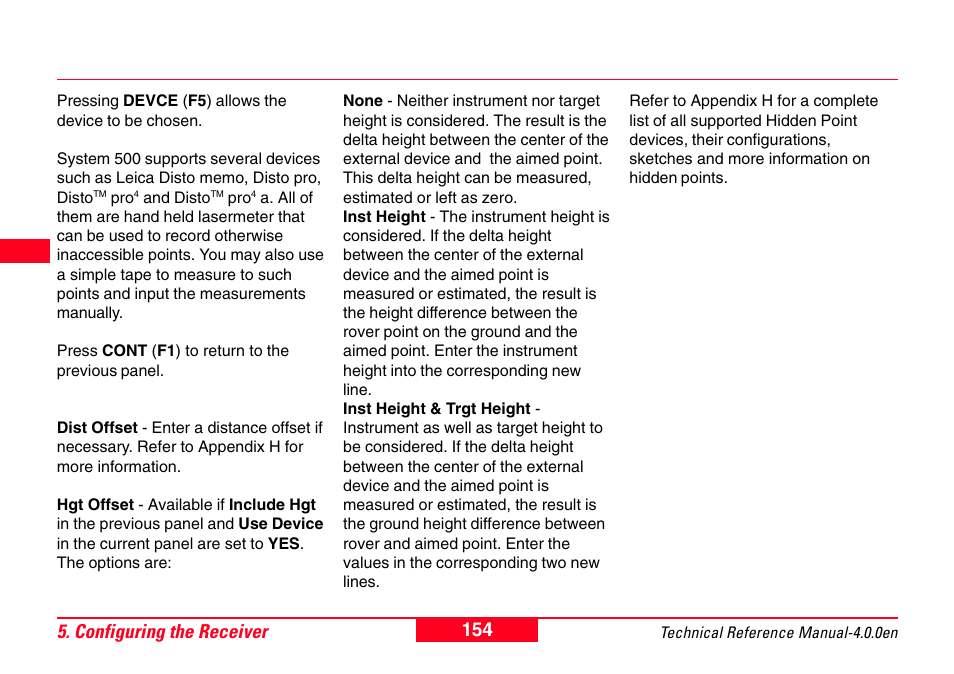 154 5. configuring the receiver | Leica Geosystems GPS System 500 - Technical Reference Manual User Manual | Page 154 / 391