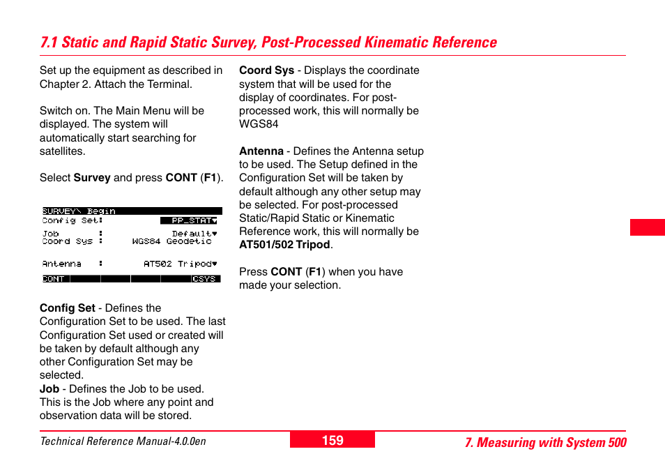 1 static and rapid static survey, post-processed, Kinematic reference | Leica Geosystems GPS System 500 - Technical Reference Manual User Manual | Page 159 / 391