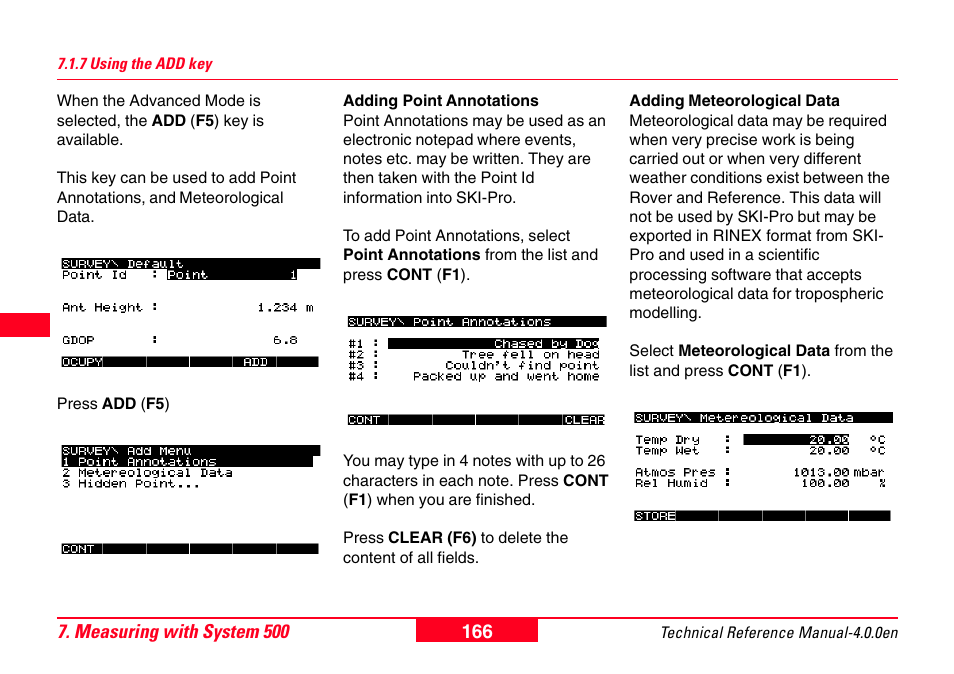 7 using the add key | Leica Geosystems GPS System 500 - Technical Reference Manual User Manual | Page 166 / 391