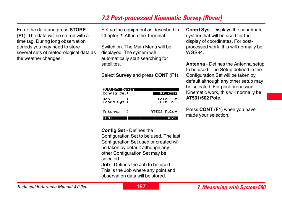 2 post-processed kinematic survey (rover) | Leica Geosystems GPS System 500 - Technical Reference Manual User Manual | Page 167 / 391