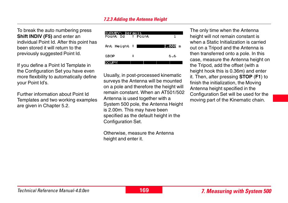3 adding the antenna height | Leica Geosystems GPS System 500 - Technical Reference Manual User Manual | Page 169 / 391