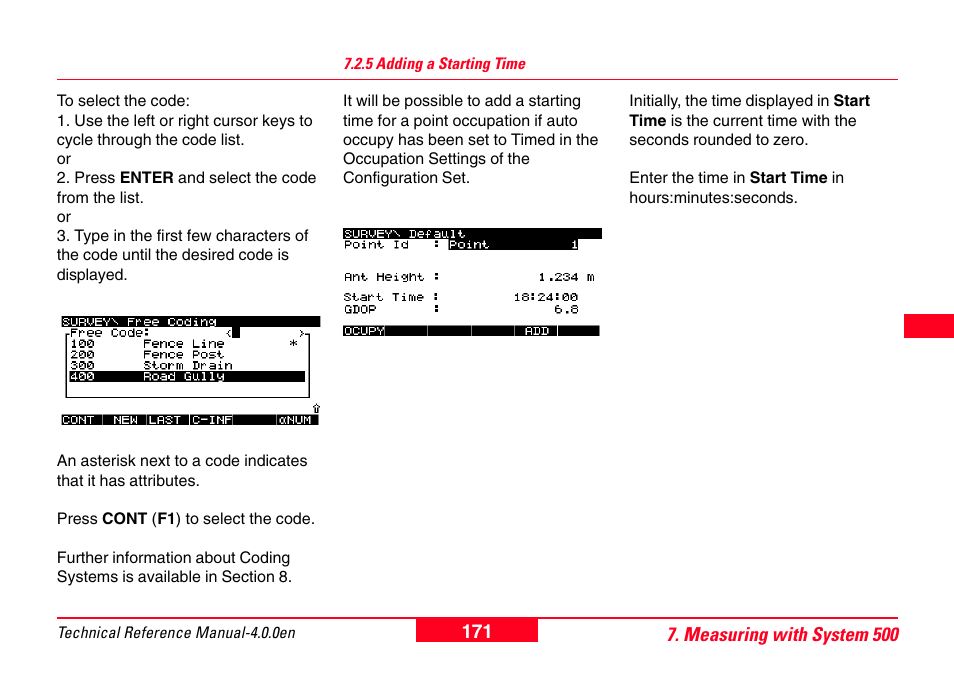5 adding a starting time | Leica Geosystems GPS System 500 - Technical Reference Manual User Manual | Page 171 / 391