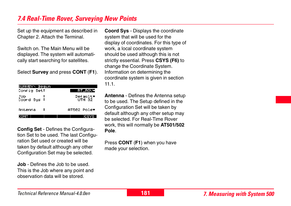 4 real-time rover, surveying new points | Leica Geosystems GPS System 500 - Technical Reference Manual User Manual | Page 181 / 391