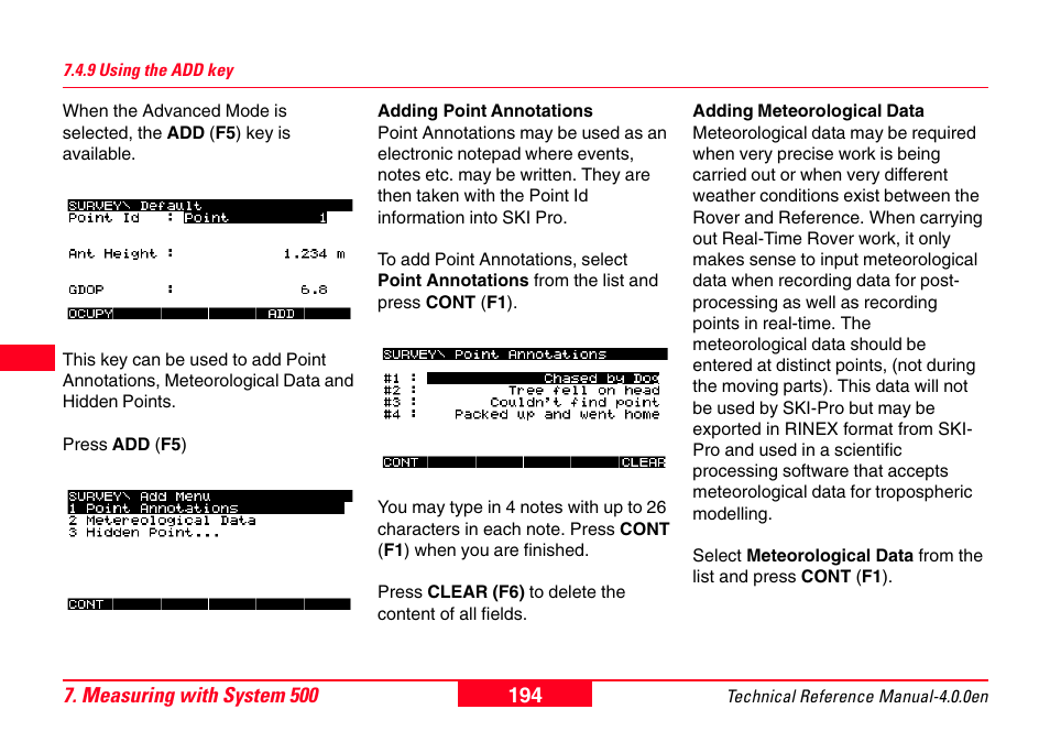 9 using the add key | Leica Geosystems GPS System 500 - Technical Reference Manual User Manual | Page 194 / 391
