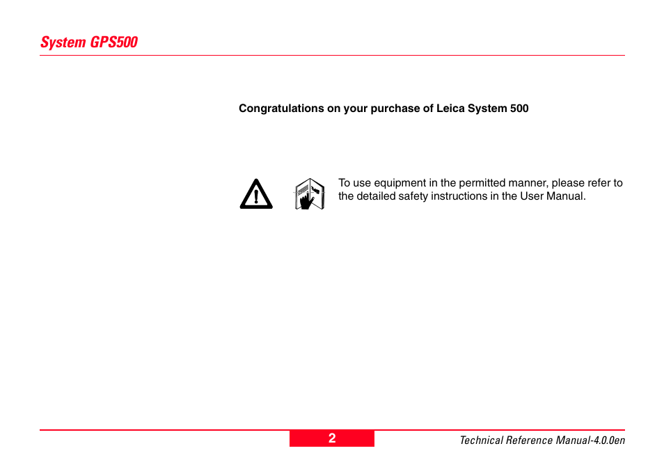System gps500 | Leica Geosystems GPS System 500 - Technical Reference Manual User Manual | Page 2 / 391