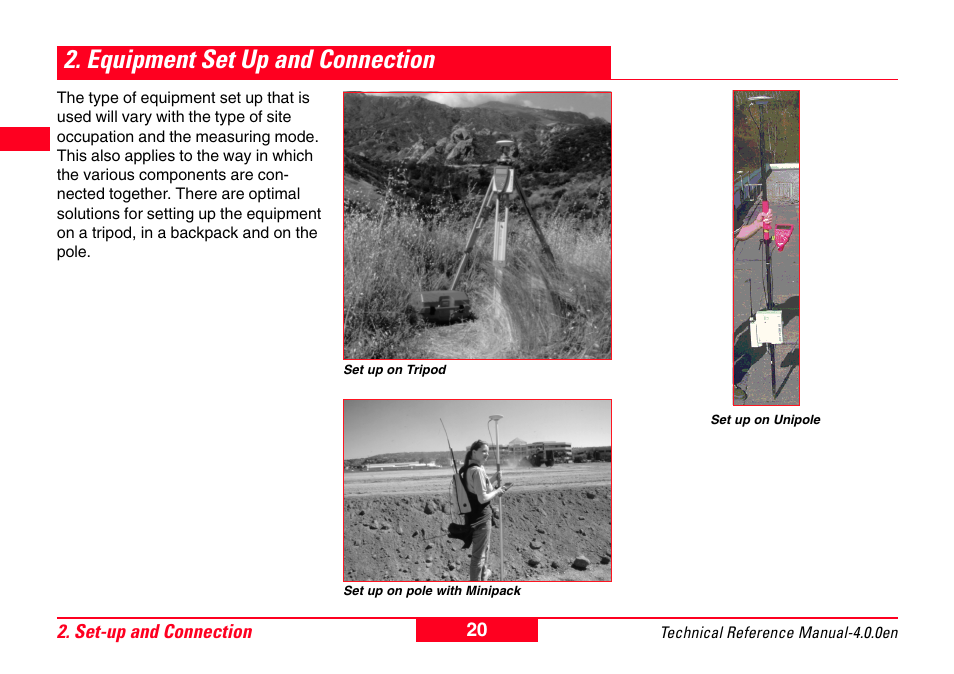 Equipment set up and connection | Leica Geosystems GPS System 500 - Technical Reference Manual User Manual | Page 20 / 391