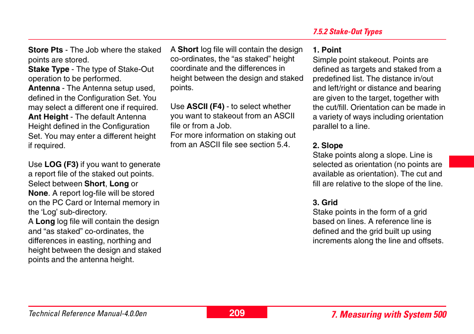 2 stake-out types | Leica Geosystems GPS System 500 - Technical Reference Manual User Manual | Page 209 / 391