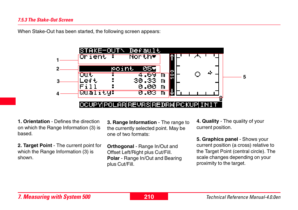 3 the stake-out screen | Leica Geosystems GPS System 500 - Technical Reference Manual User Manual | Page 210 / 391