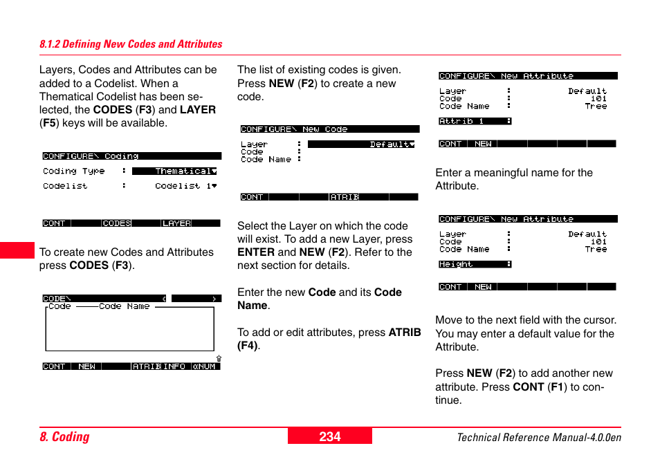2 defining new codes and attributes | Leica Geosystems GPS System 500 - Technical Reference Manual User Manual | Page 234 / 391