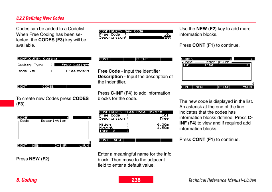 2 defining new codes | Leica Geosystems GPS System 500 - Technical Reference Manual User Manual | Page 238 / 391