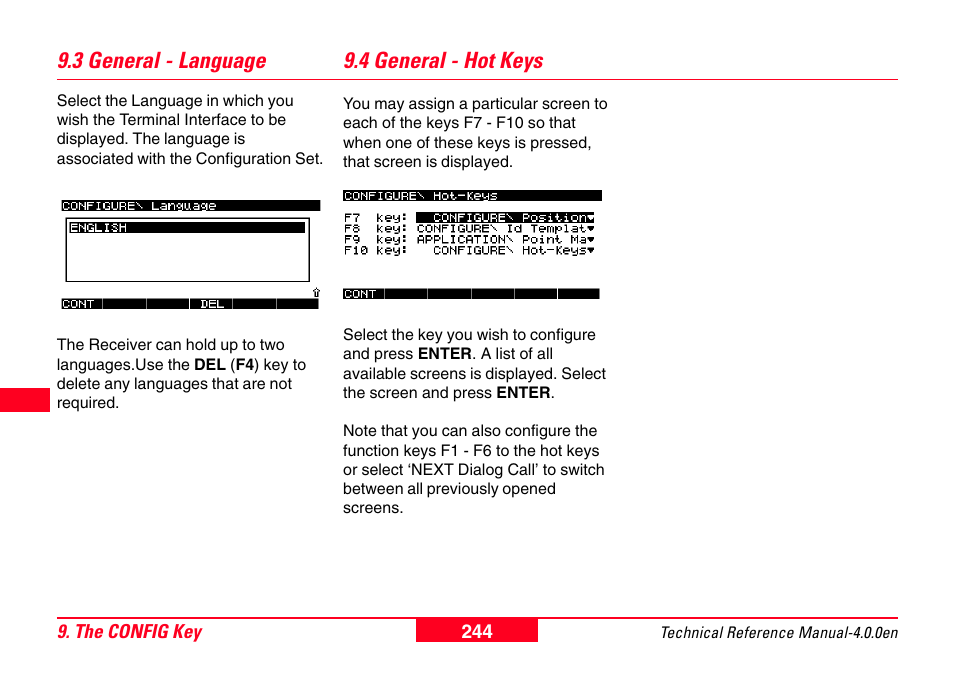 3 general - language, 4 general - hot keys | Leica Geosystems GPS System 500 - Technical Reference Manual User Manual | Page 244 / 391