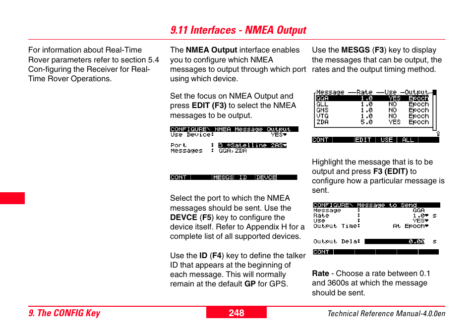 11 interfaces - nmea output | Leica Geosystems GPS System 500 - Technical Reference Manual User Manual | Page 248 / 391