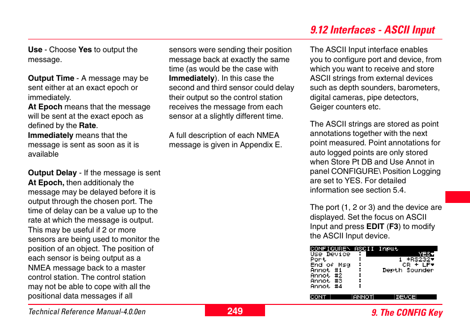 12 interfaces - ascii input | Leica Geosystems GPS System 500 - Technical Reference Manual User Manual | Page 249 / 391