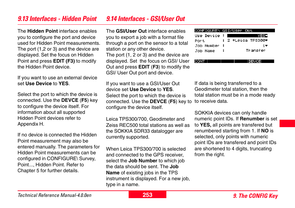 13 interfaces - hidden point, 14 interfaces - gsi/user out | Leica Geosystems GPS System 500 - Technical Reference Manual User Manual | Page 253 / 391
