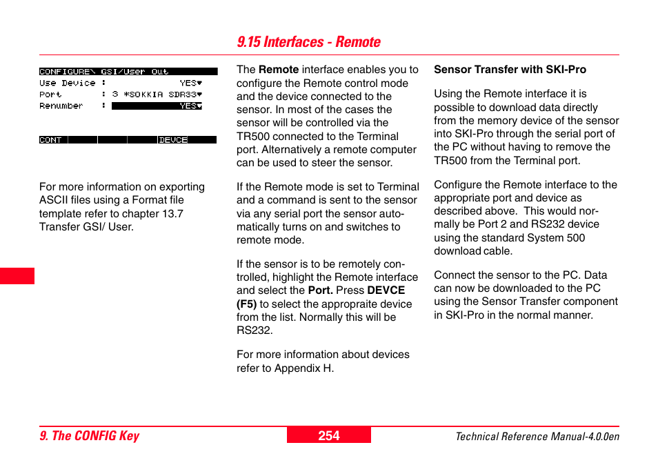15 interfaces - remote | Leica Geosystems GPS System 500 - Technical Reference Manual User Manual | Page 254 / 391