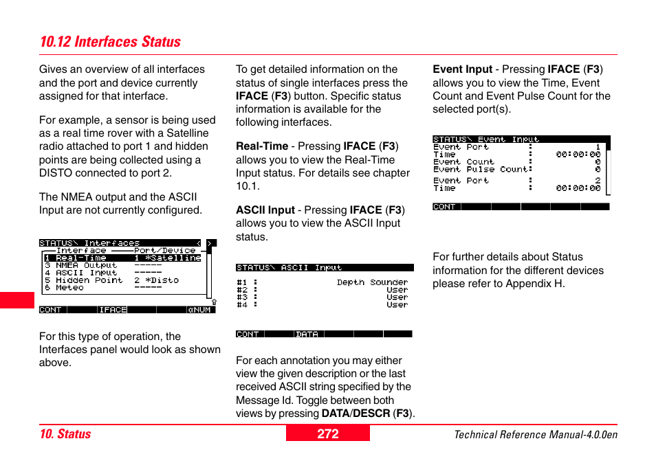 12 interfaces status | Leica Geosystems GPS System 500 - Technical Reference Manual User Manual | Page 272 / 391