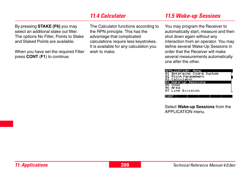 4 calculator, 5 wake-up sessions, 4 calculator 11.5 wake-up sessions | Leica Geosystems GPS System 500 - Technical Reference Manual User Manual | Page 288 / 391