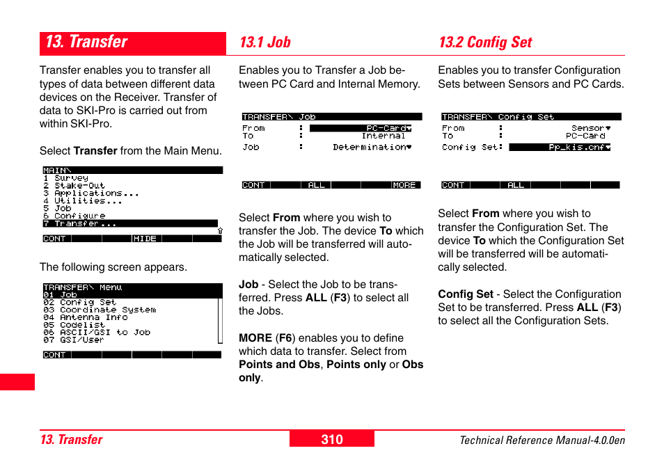 Transfer, 1 job, 2 config set | 1 job 13.2 config set | Leica Geosystems GPS System 500 - Technical Reference Manual User Manual | Page 310 / 391
