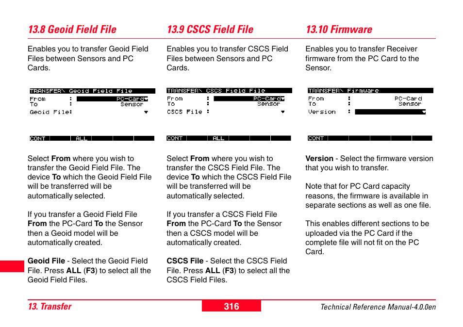 8 geoid field file, 9 cscs field file, 10 firmware | Leica Geosystems GPS System 500 - Technical Reference Manual User Manual | Page 316 / 391