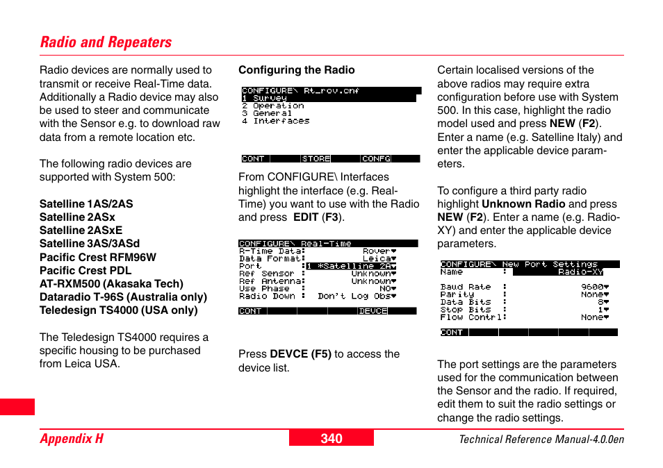 Radio and repeaters | Leica Geosystems GPS System 500 - Technical Reference Manual User Manual | Page 340 / 391