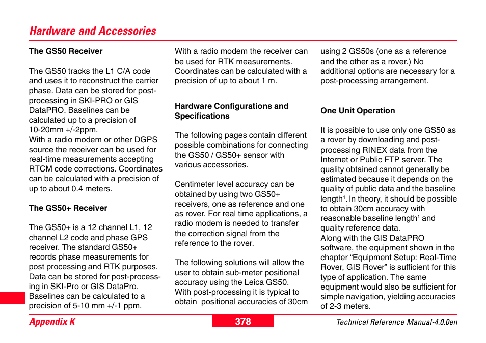 Hardware and accessories | Leica Geosystems GPS System 500 - Technical Reference Manual User Manual | Page 378 / 391