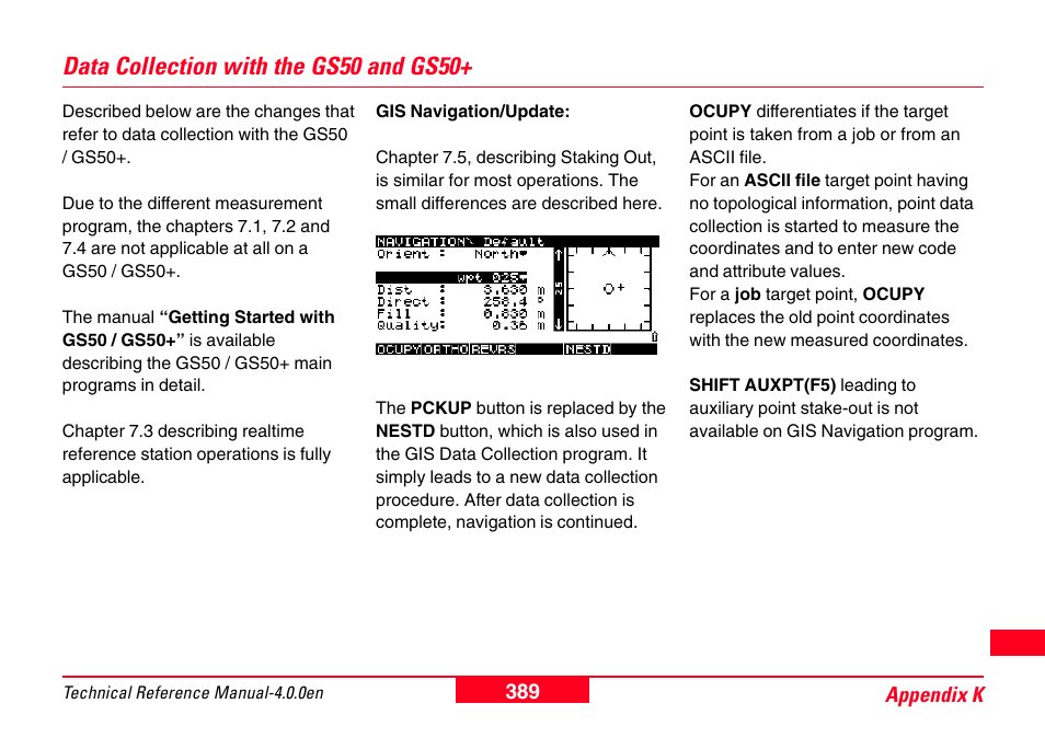 Data collection with the gs50 and gs50 | Leica Geosystems GPS System 500 - Technical Reference Manual User Manual | Page 389 / 391
