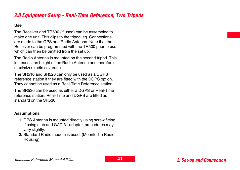 8 equipment setup - real-time reference, Two tripods | Leica Geosystems GPS System 500 - Technical Reference Manual User Manual | Page 41 / 391