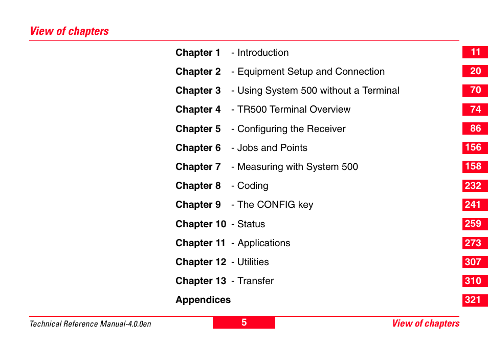 Leica Geosystems GPS System 500 - Technical Reference Manual User Manual | Page 5 / 391