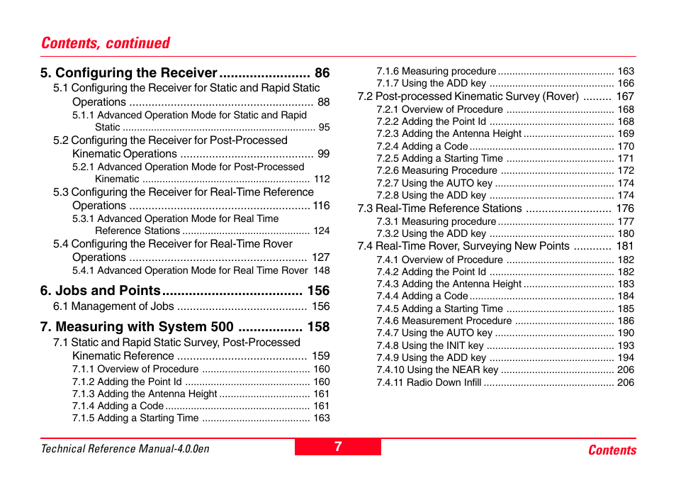 Contents, continued | Leica Geosystems GPS System 500 - Technical Reference Manual User Manual | Page 7 / 391